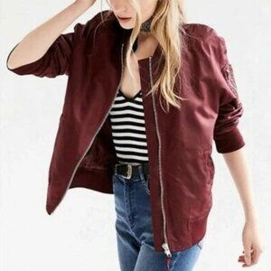 Urban Outfitters Maroon Bomber Jacket
